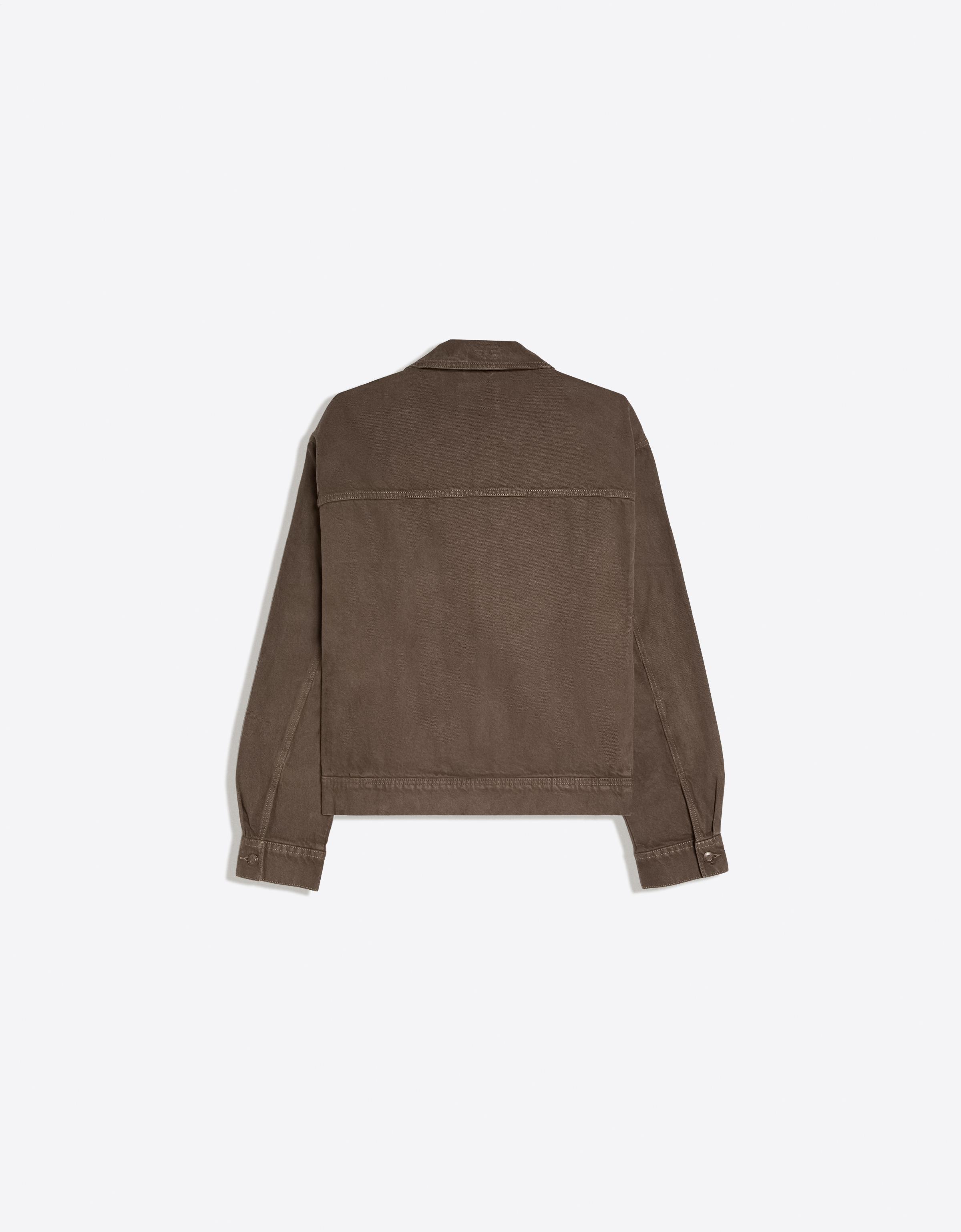 Denim jacket with clasp — Brown