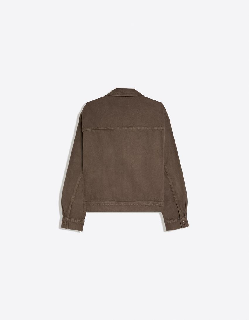 Jeansjacke mit Knebelknöpfen-Braun