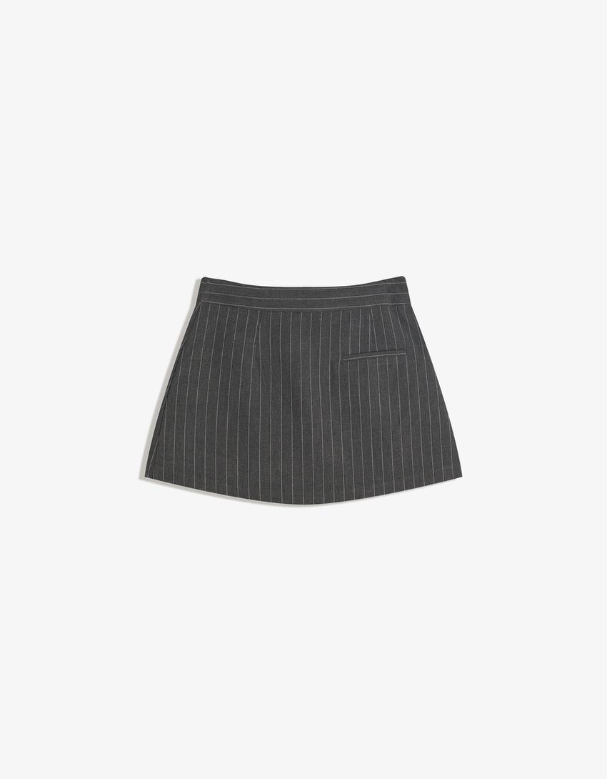 Minijupe taille croisée-Gris-1