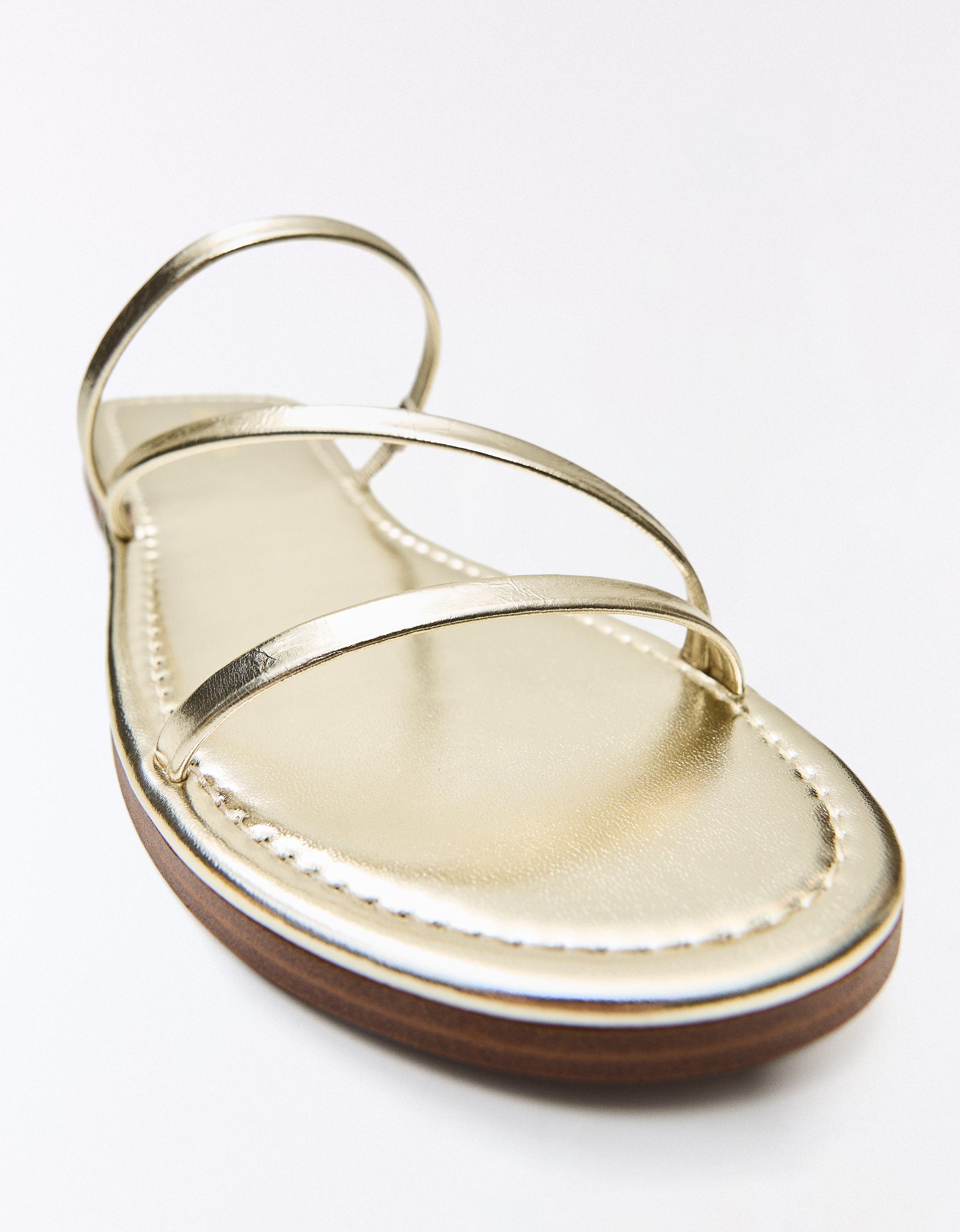 Multi-strap flat slider sandals — Gold