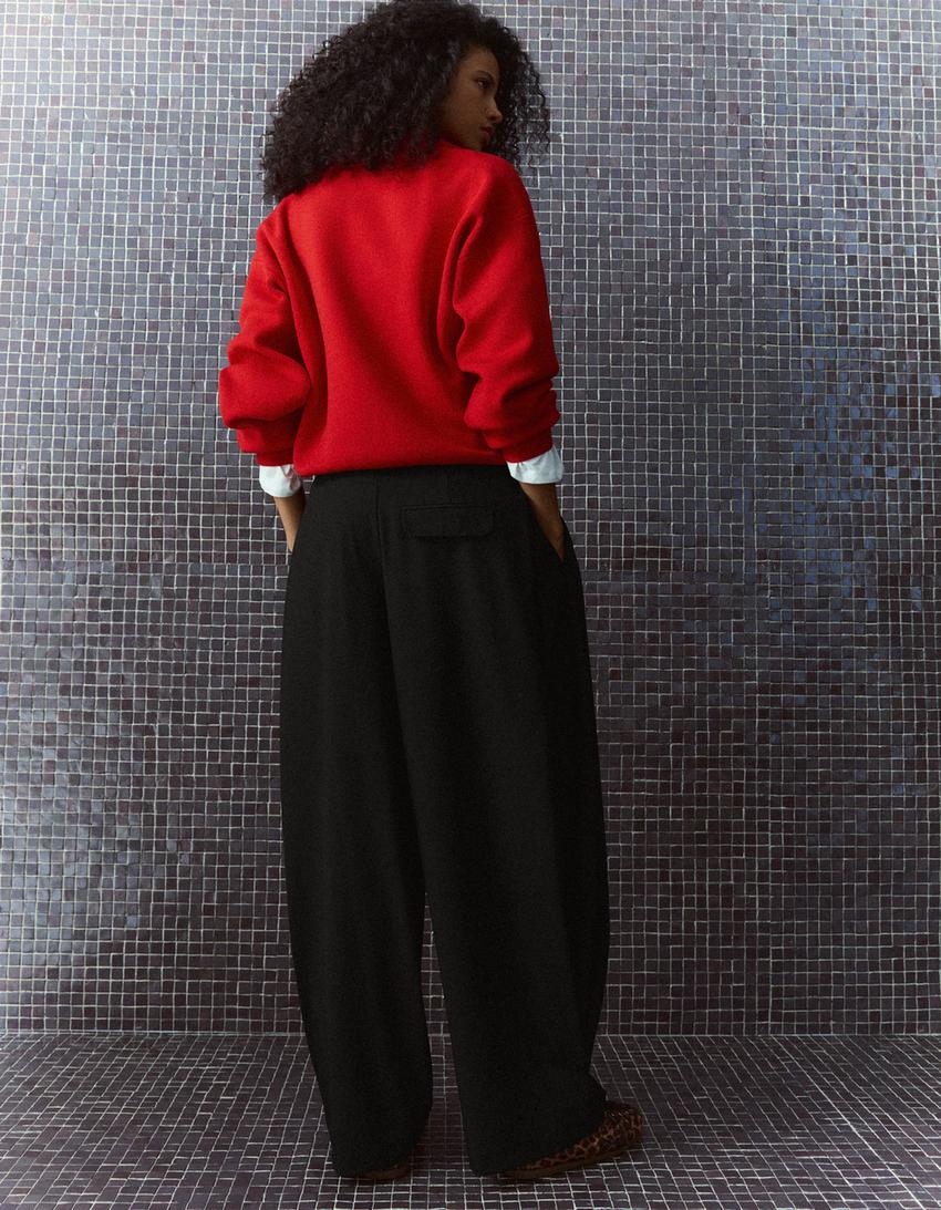 Trousers with side pleats-Black