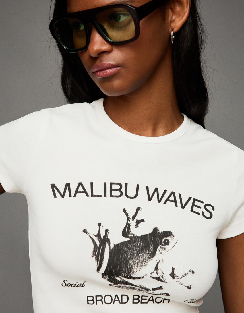 Camiseta manga corta print-Blanco