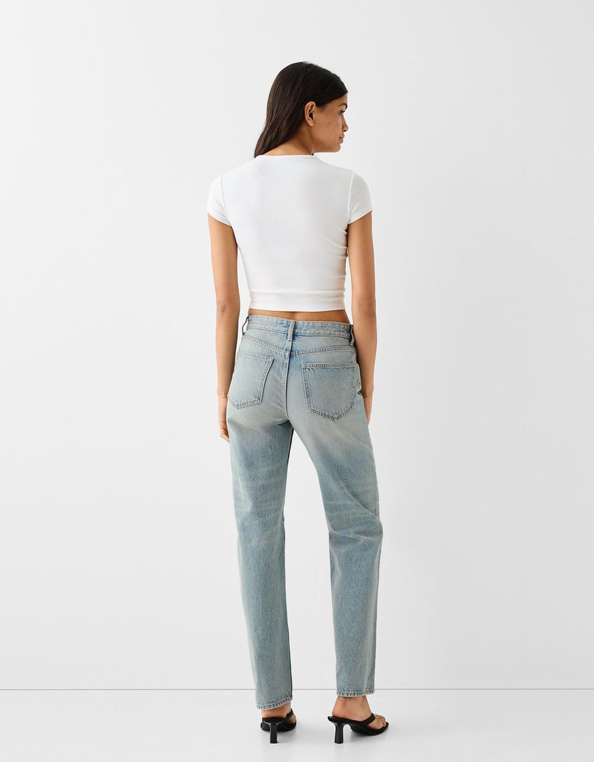 Jeans straight-Azul lavado-2