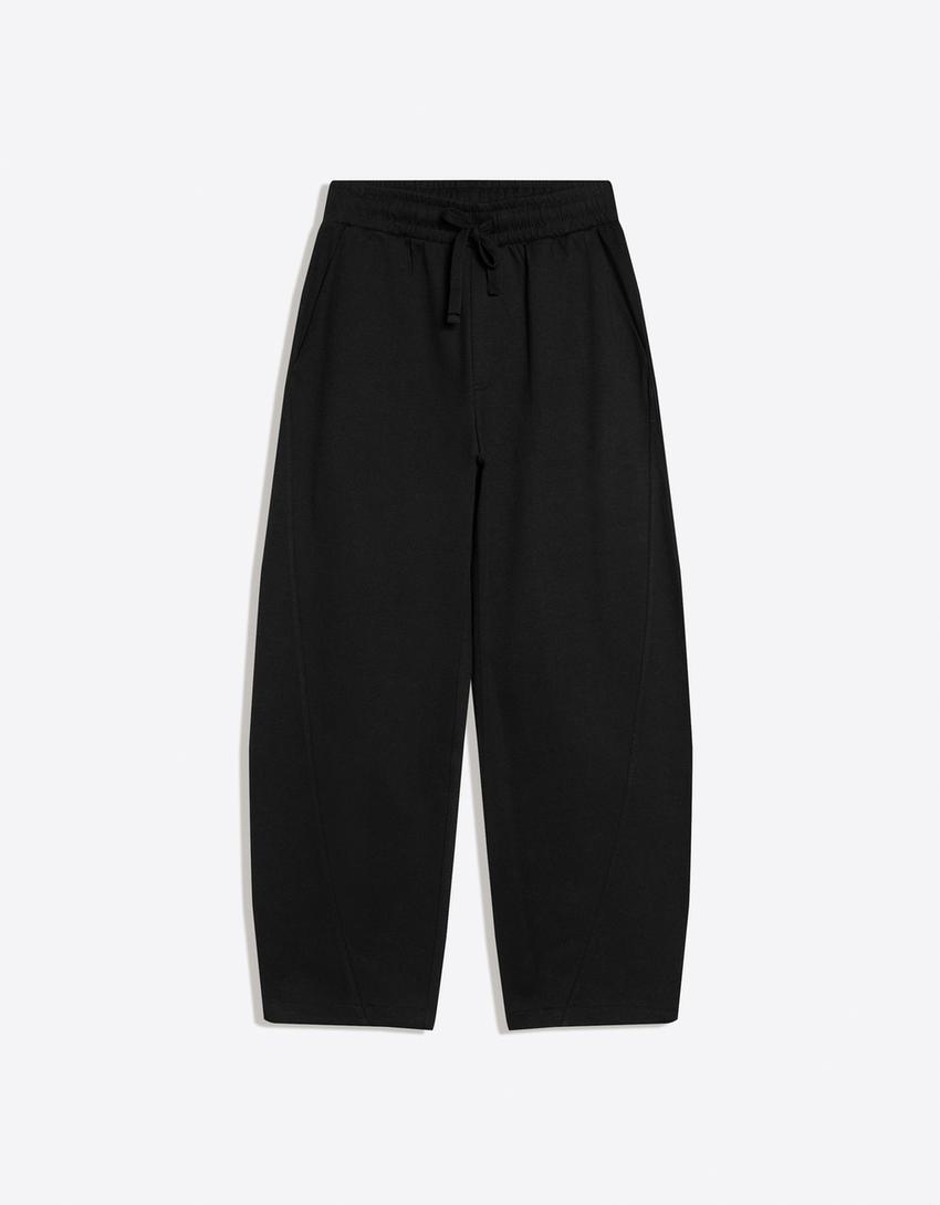 Interlok balon pantolon-Siyah