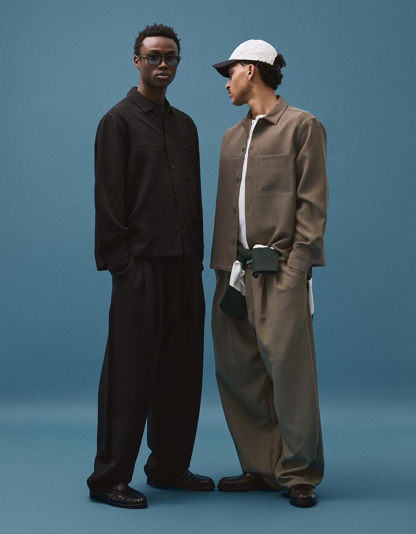 Celana super baggy tailored fit-Hitam