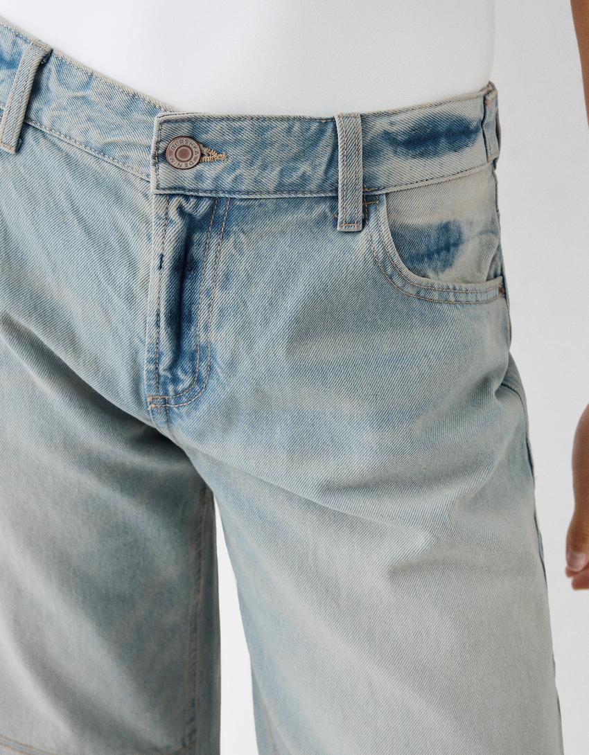 Low-waist balloon fit jeans with seams-Light blue-5