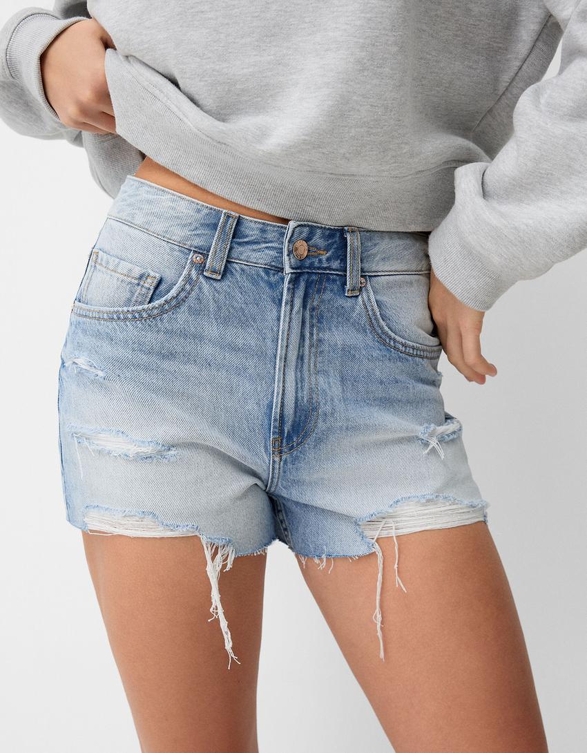 Short denim rotos-Azul lavado-3
