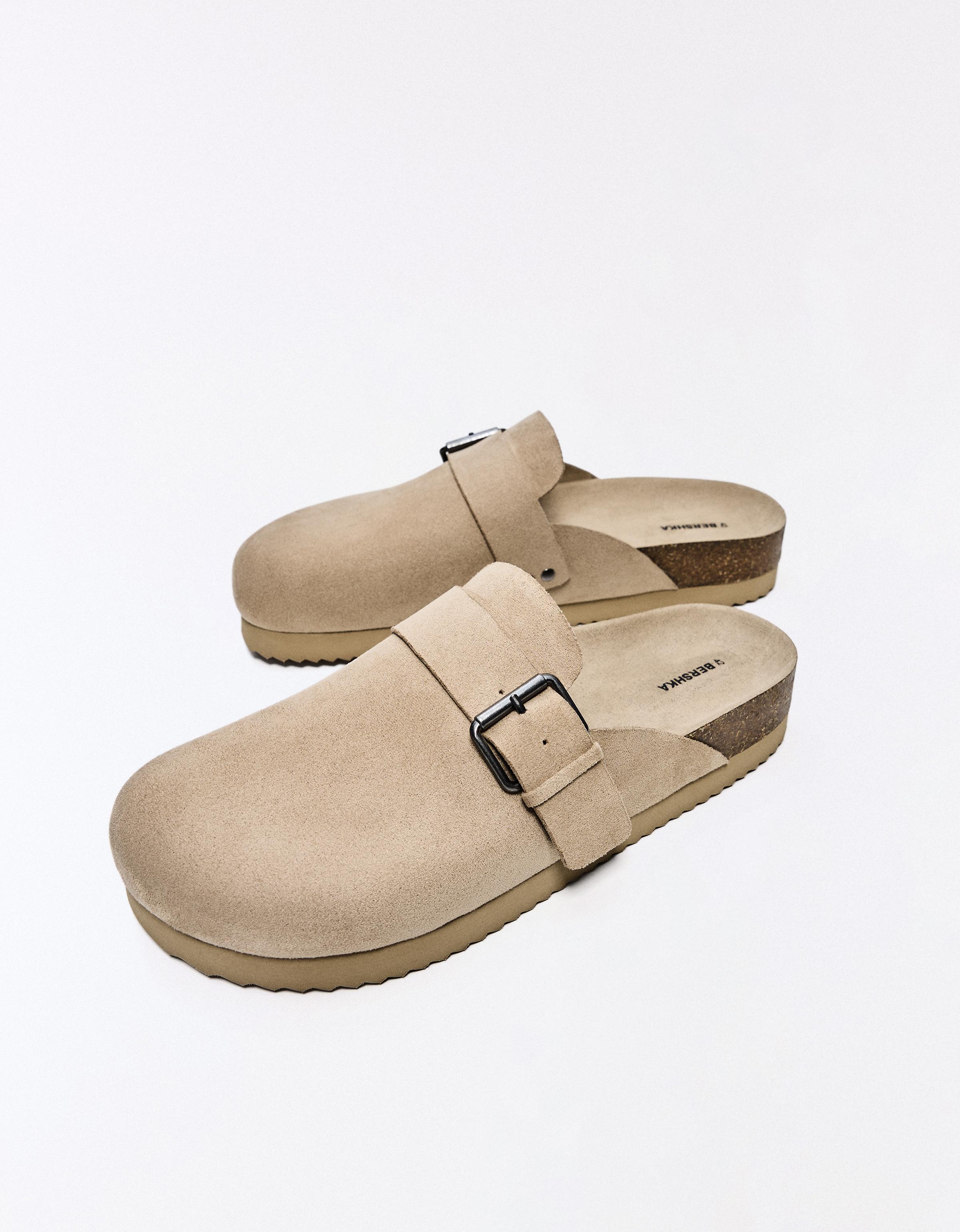 Clogs with buckle detail — TAUPE