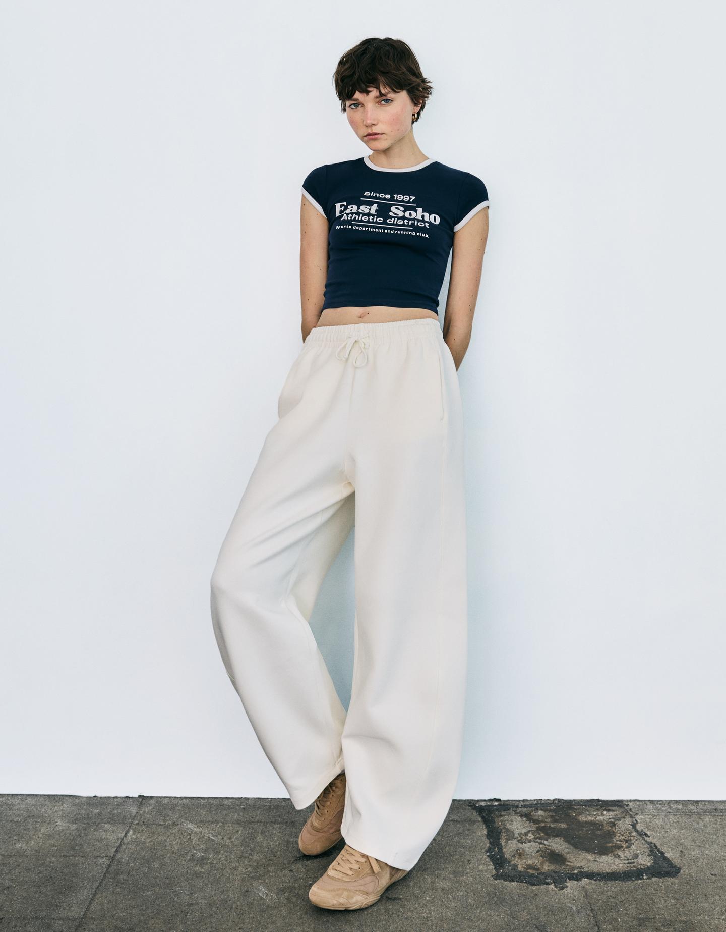 Bershka Pantaloni In Felpa Barrel Donna M Avorio