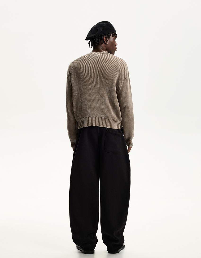 Faded boxy-fit sweater-Brown-1