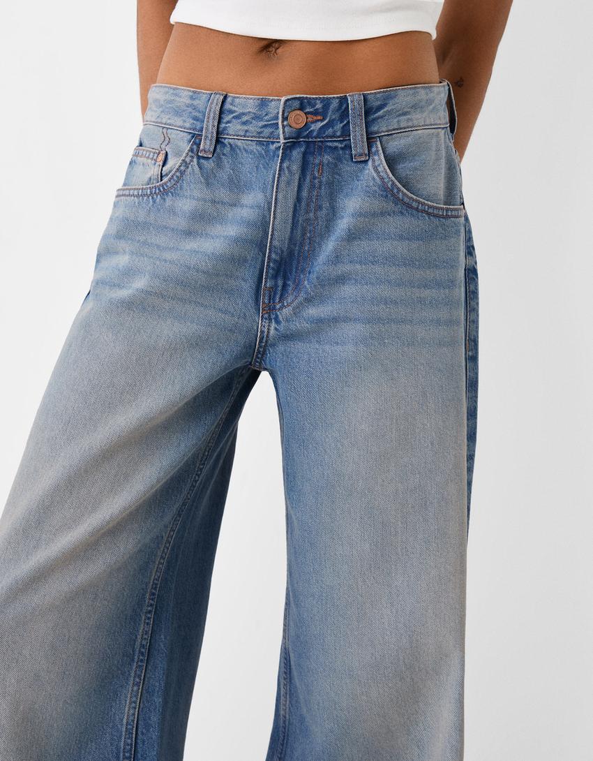 Wide-leg jeans-Washed out blue
