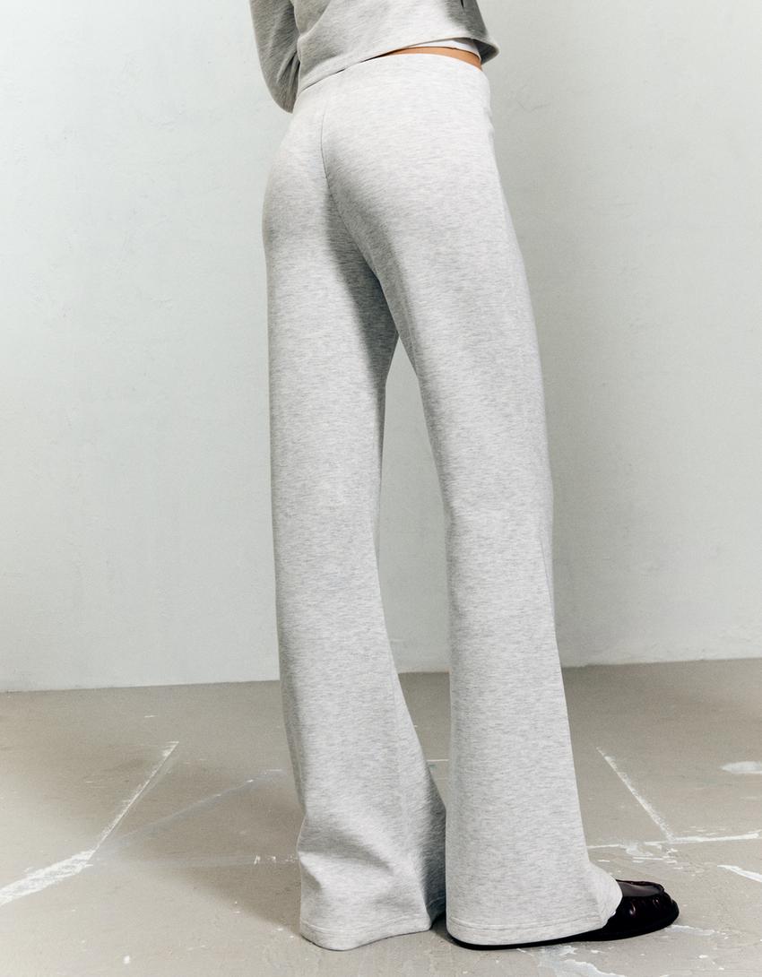 Mekane zvonaste pantalone od mešavine modala-Siva