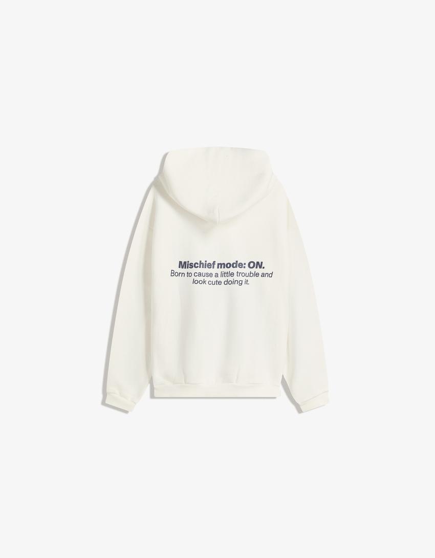 Printed hoodie-Cream