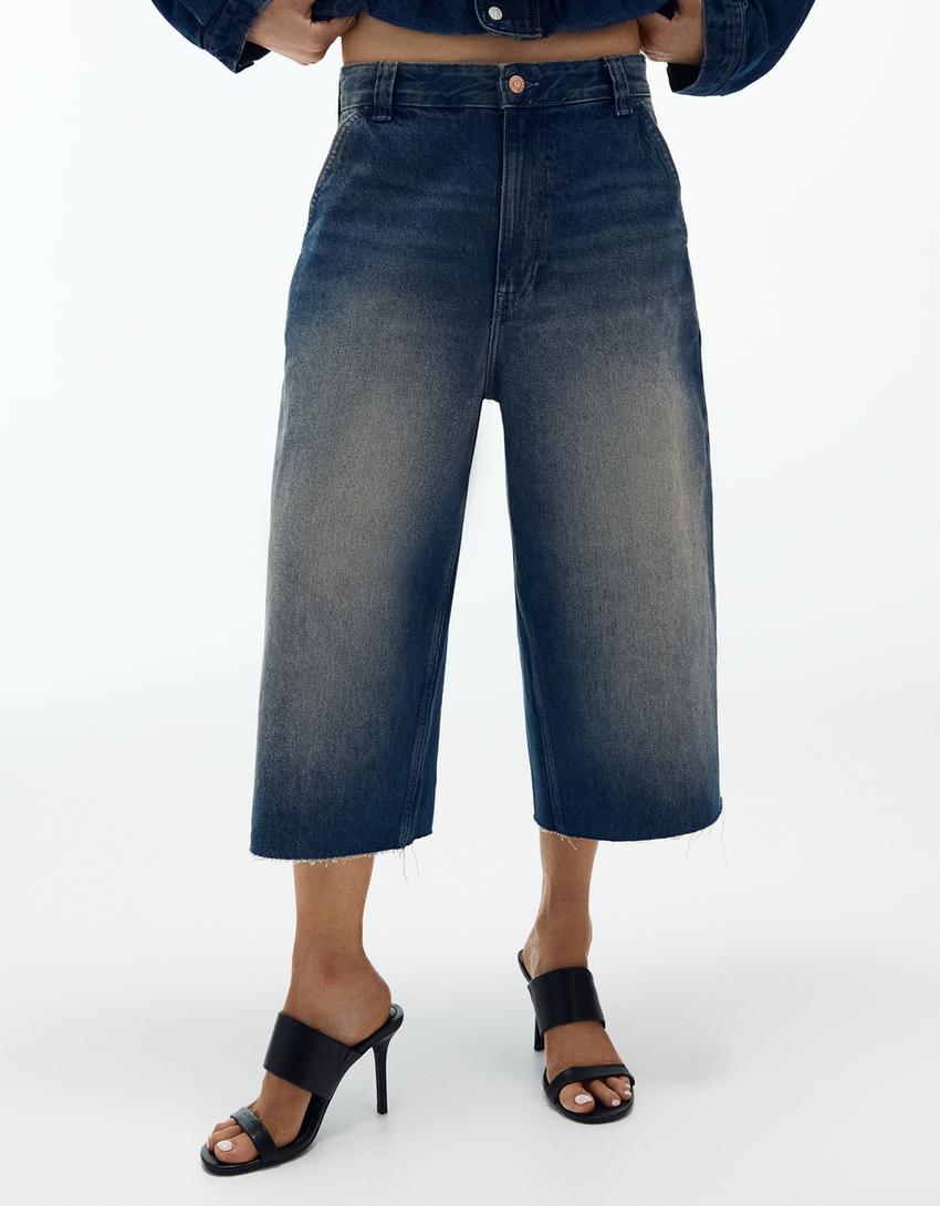 Denim skater jorts-Blue