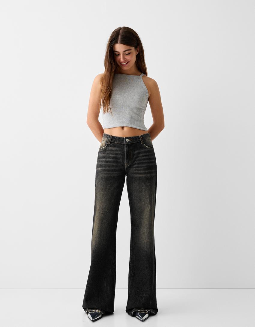 Flared baggy jeans-Black-0