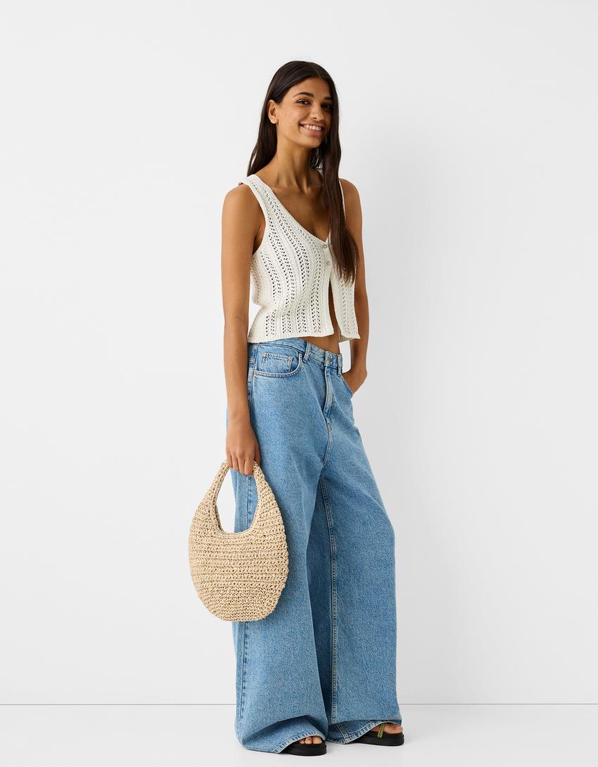 Raffia handbag-Cream-3