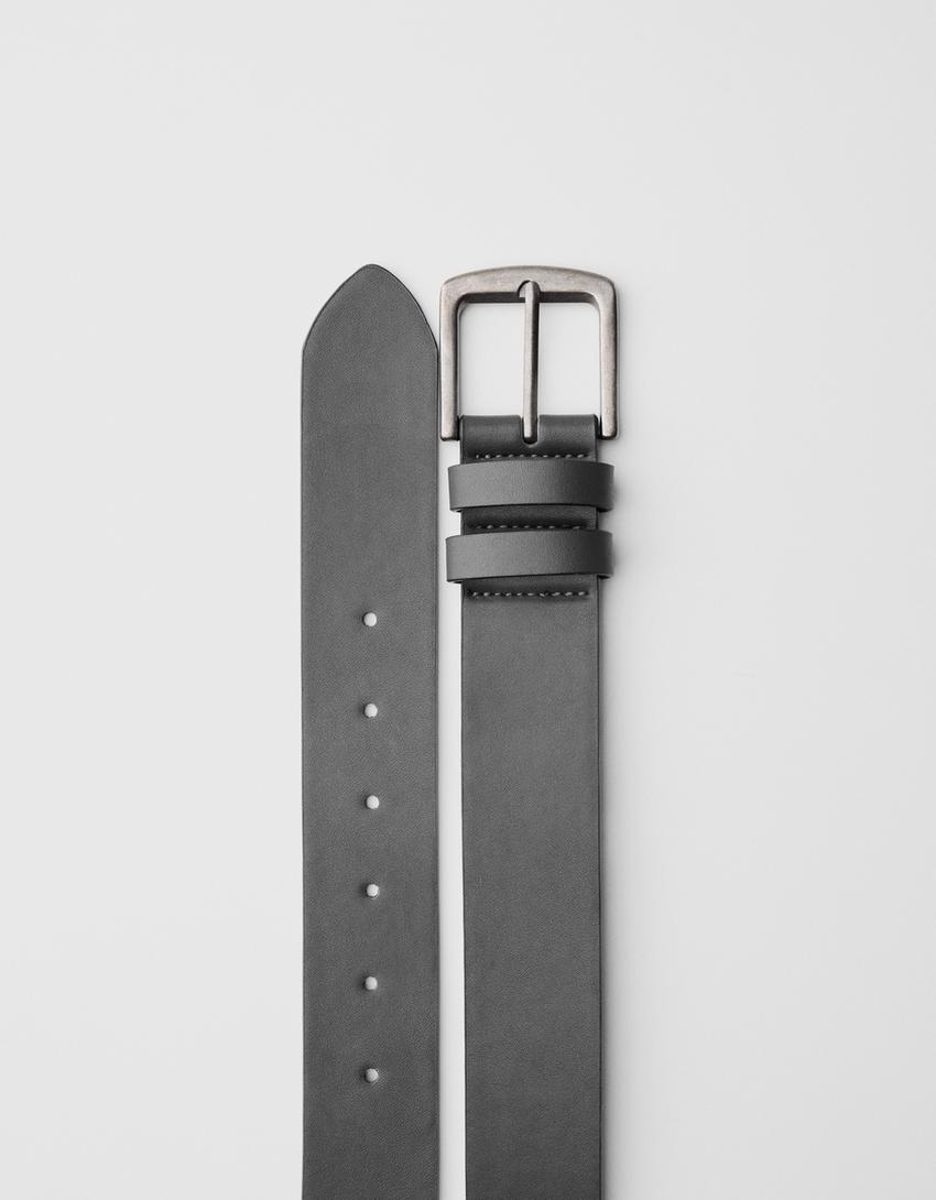 Wide leather effect belt-Black