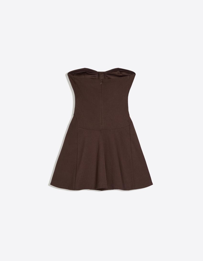 Sukienka mini bandeau-Brązowy