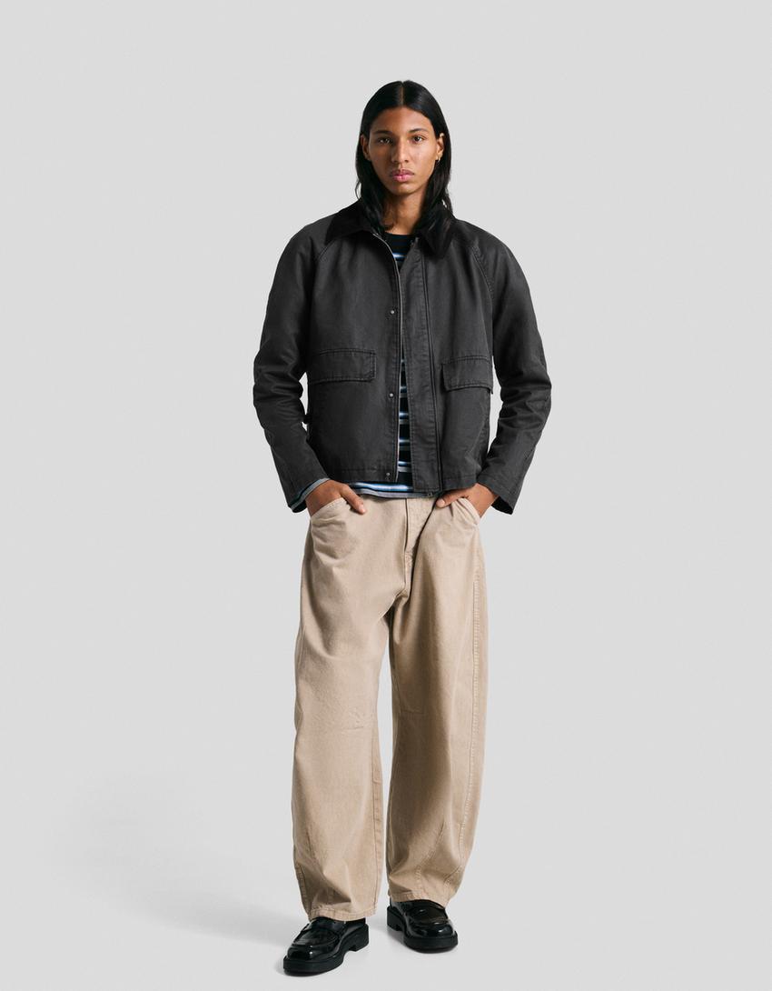 Waxed-effect jacket-Black