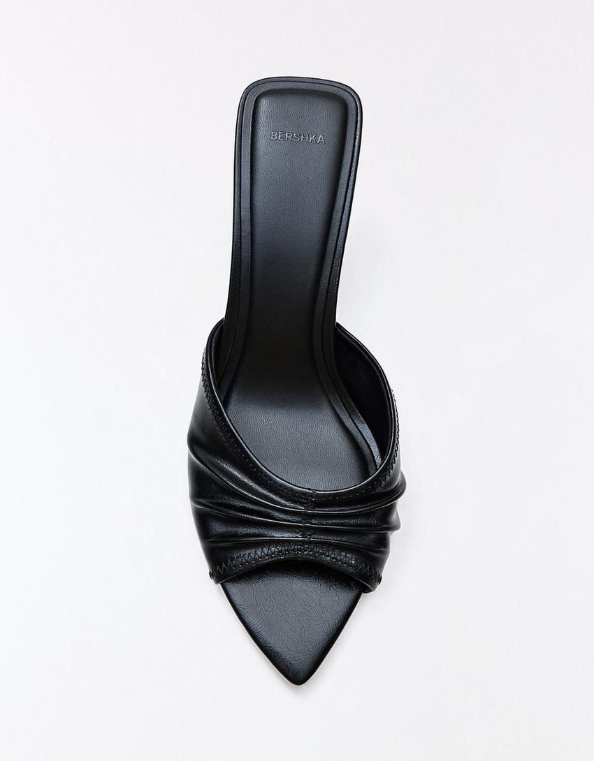 Mule with ruched detail-BLACK