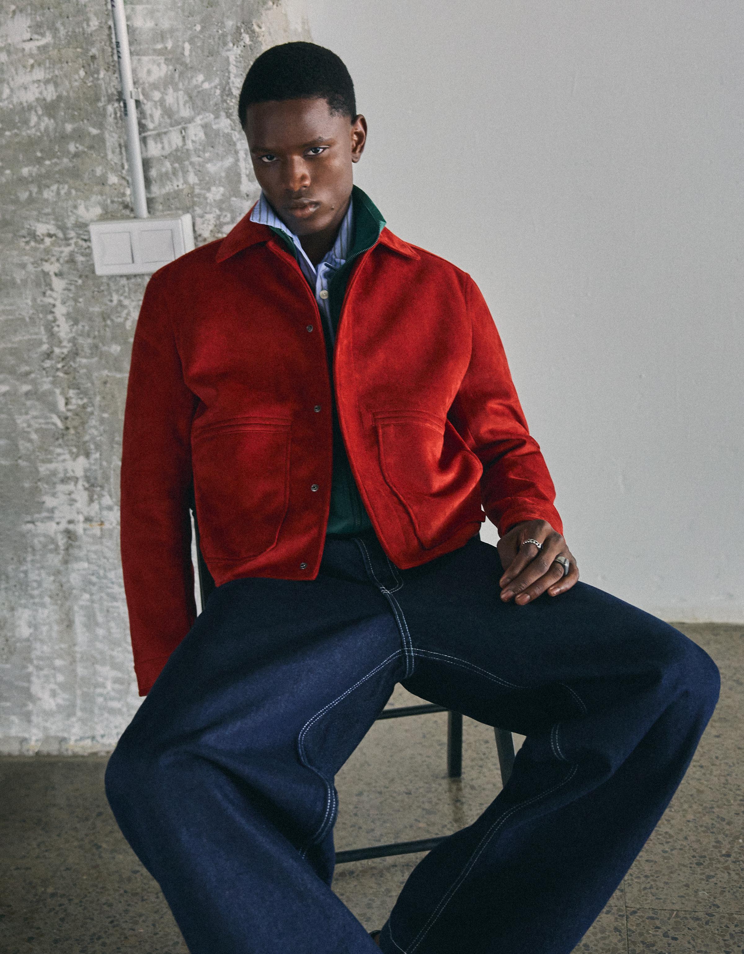 Faux suede jacket — Red