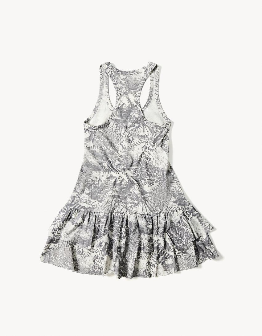 Robe mini bretelles ARIES X BERSHKA-Blanc cassé