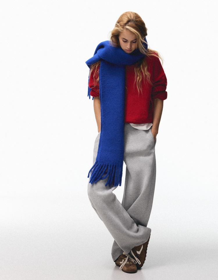 Chunky fringed scarf — Electric blue