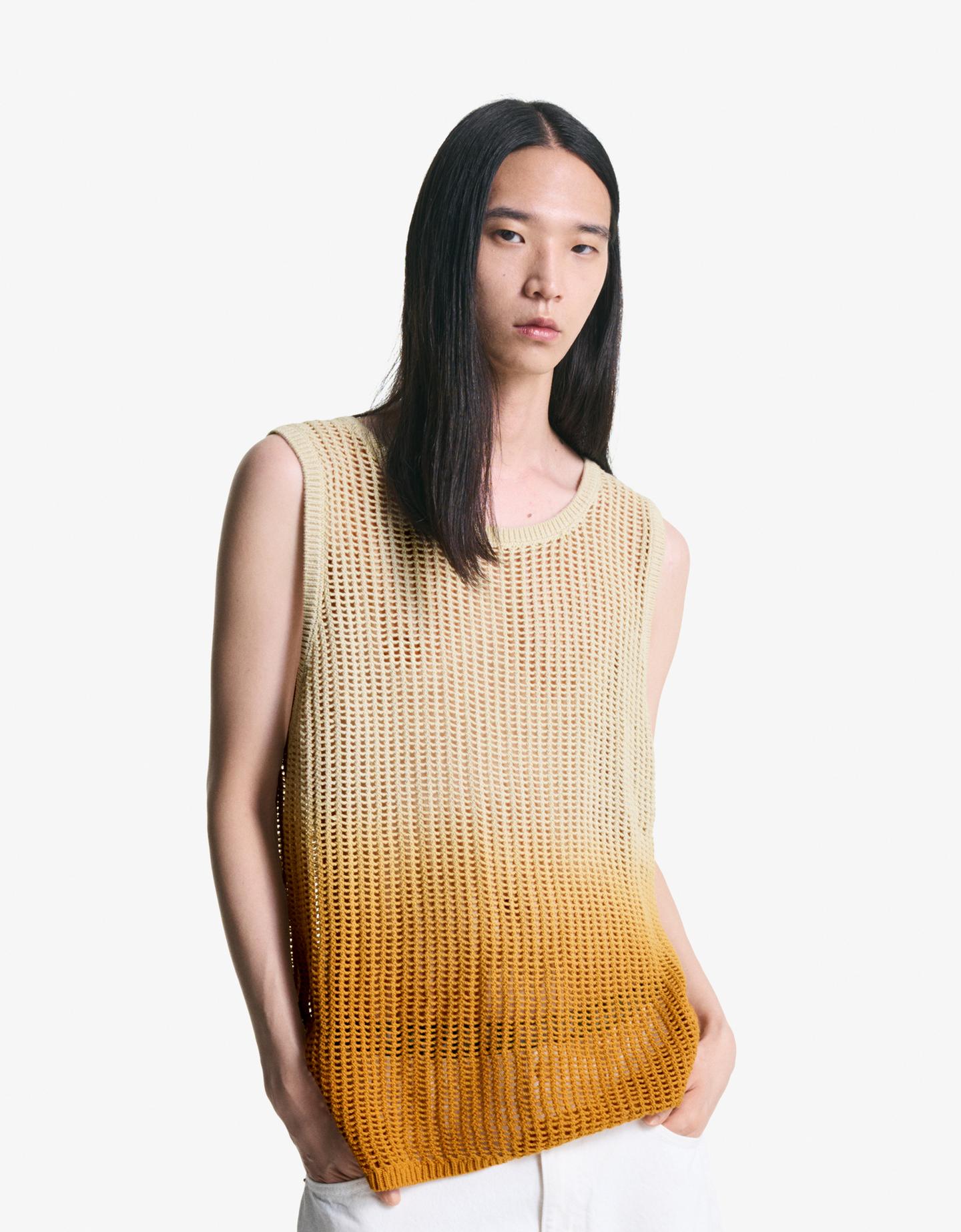 Bershka dzianinowa kamizelka beżowy