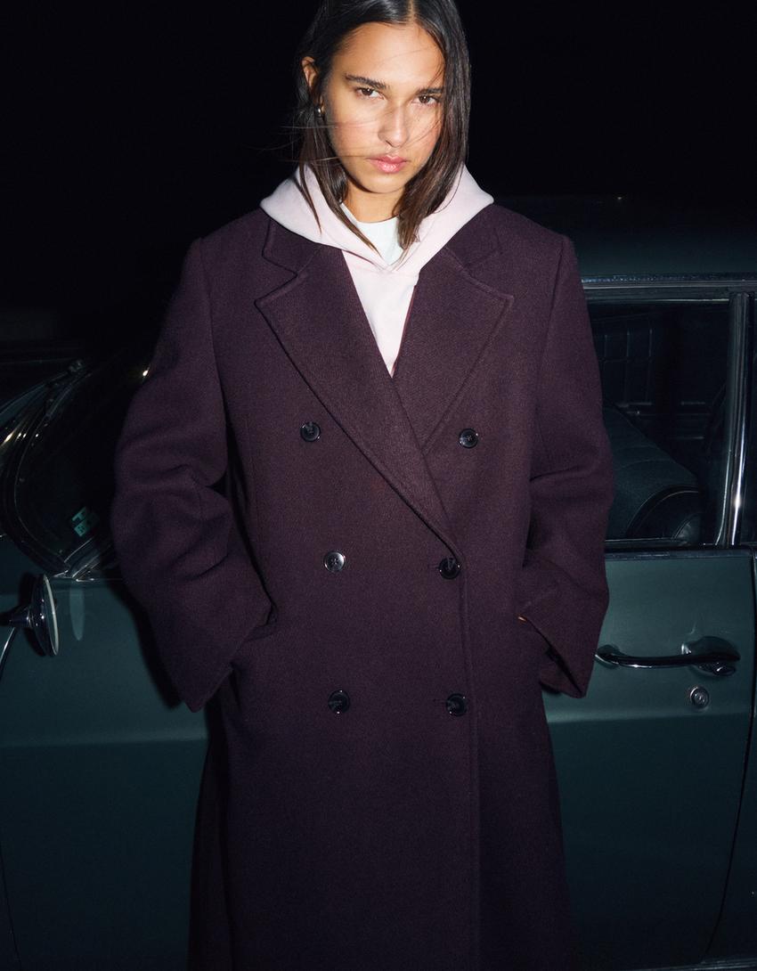 Oversize cloth coat-Burgundy