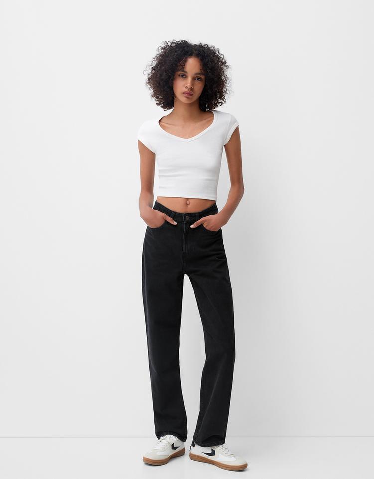 Straight fit geniş paça jean