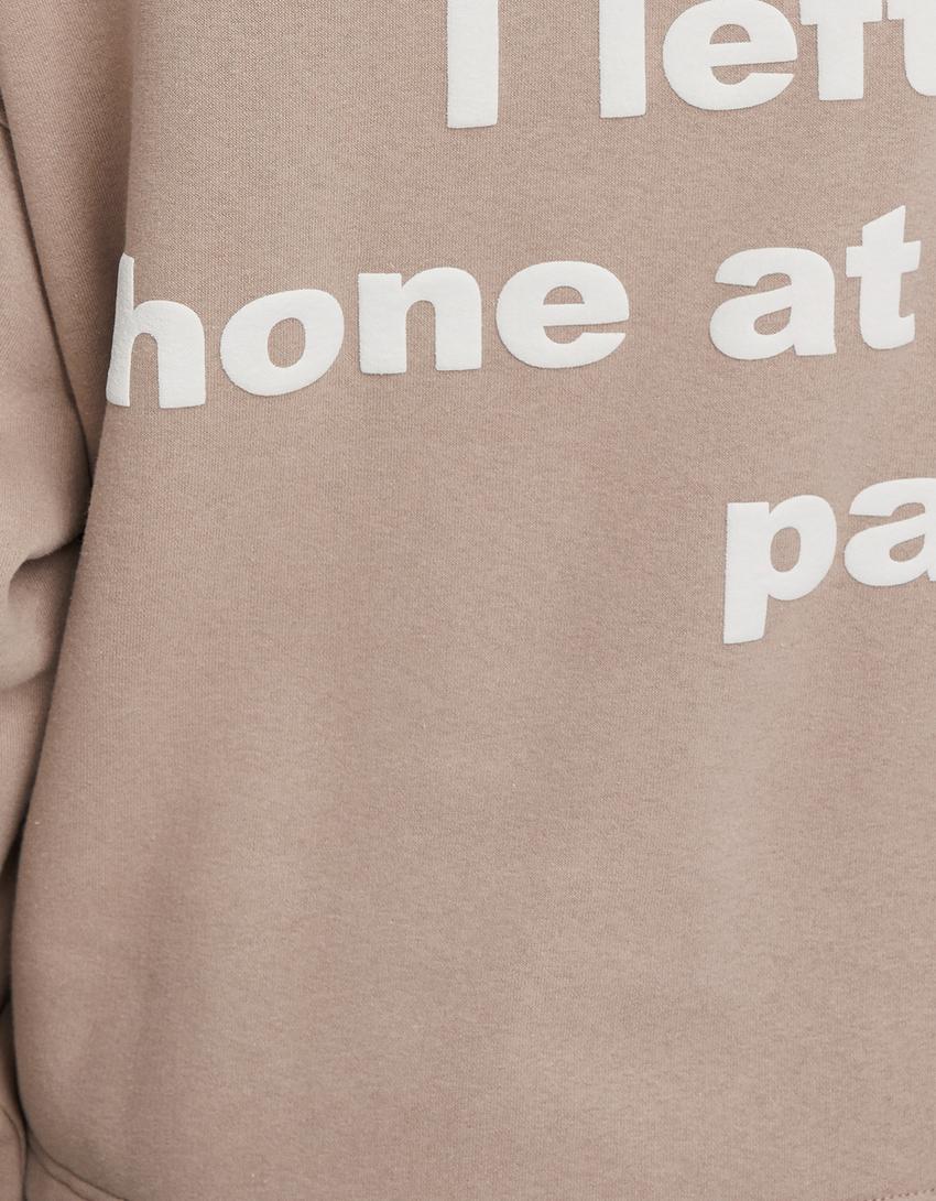 Sweatshirt capuz oversize estampado-Marrom-6