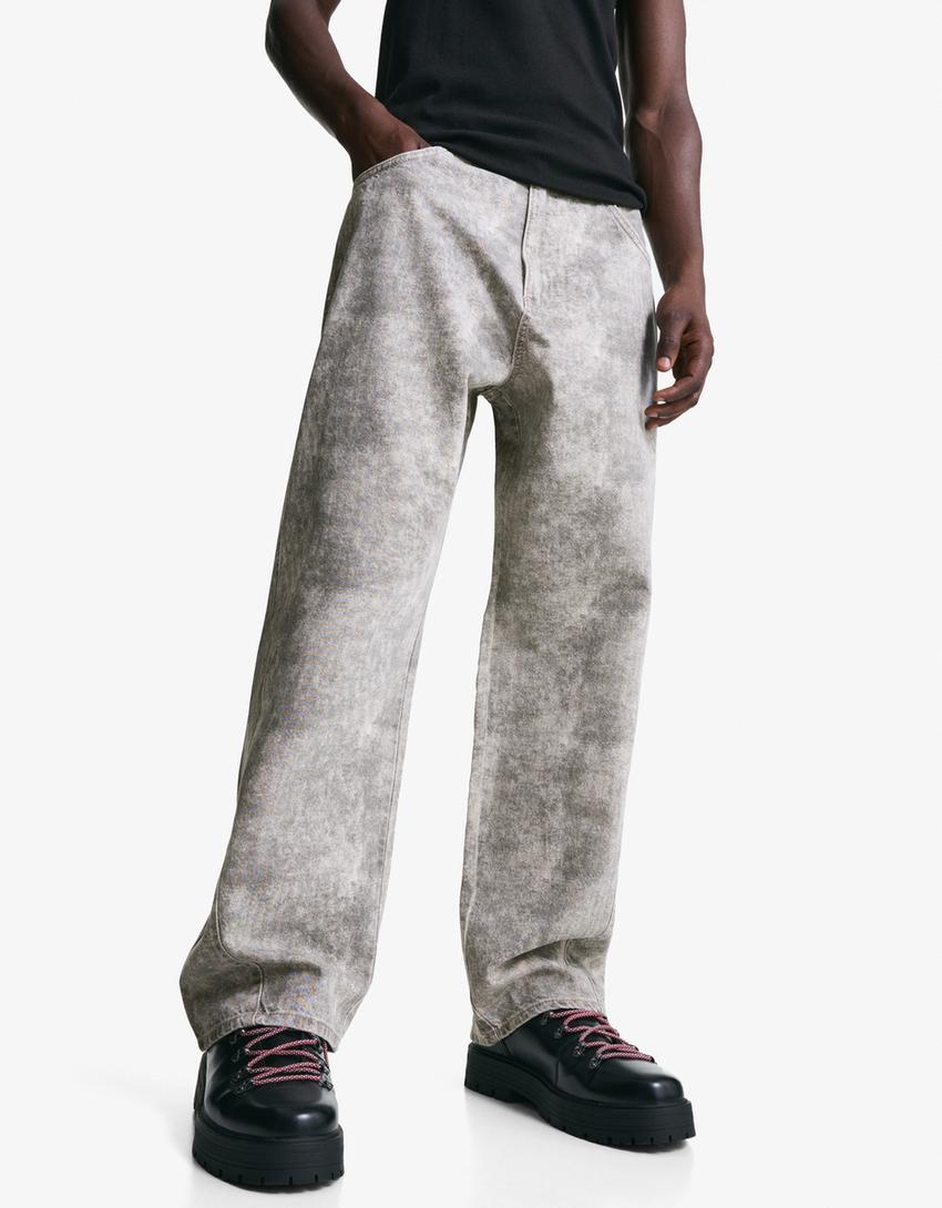 Pantalon super baggy fit imprimé-Écru-2