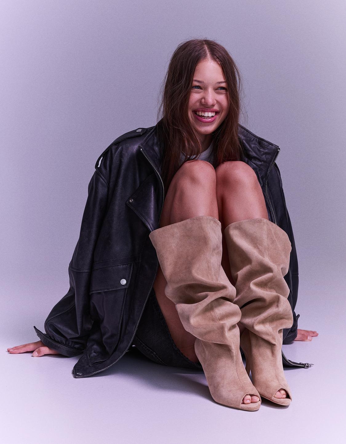 Stiletto-heel open boots