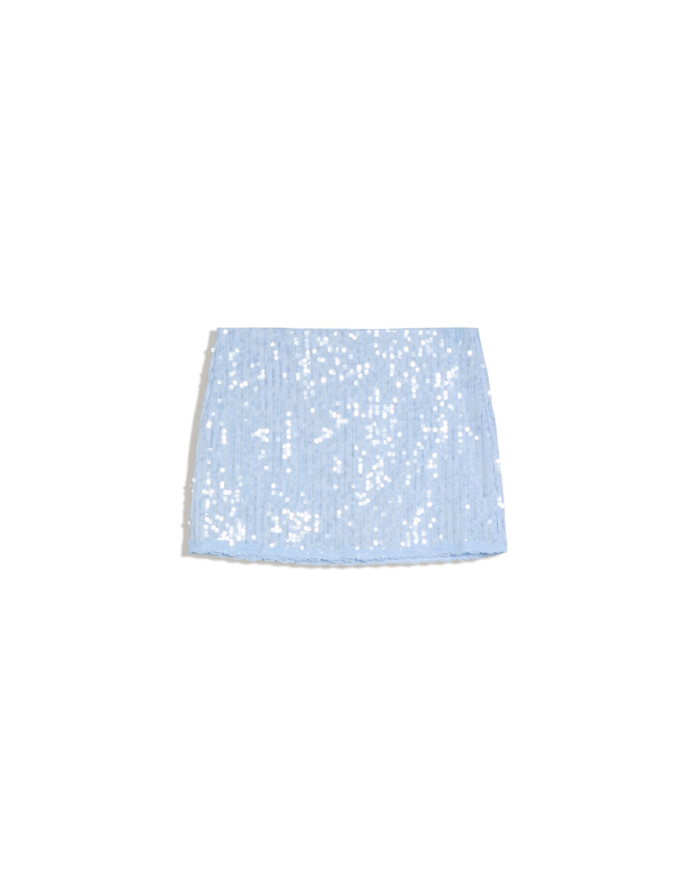Sequin lace mini skirt — Light blue