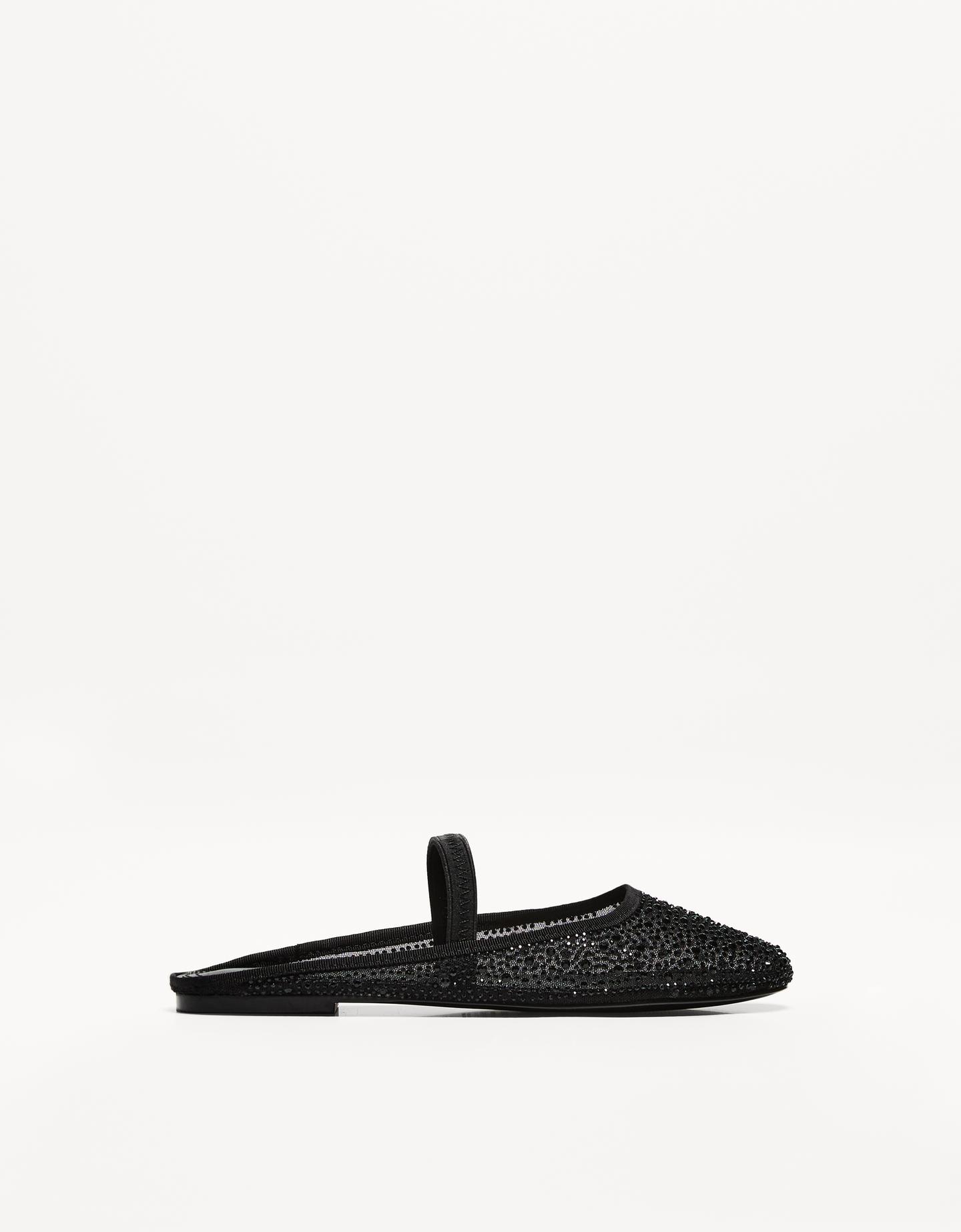 Bershka Bailarina Mesh Destalonada Mujer Negro