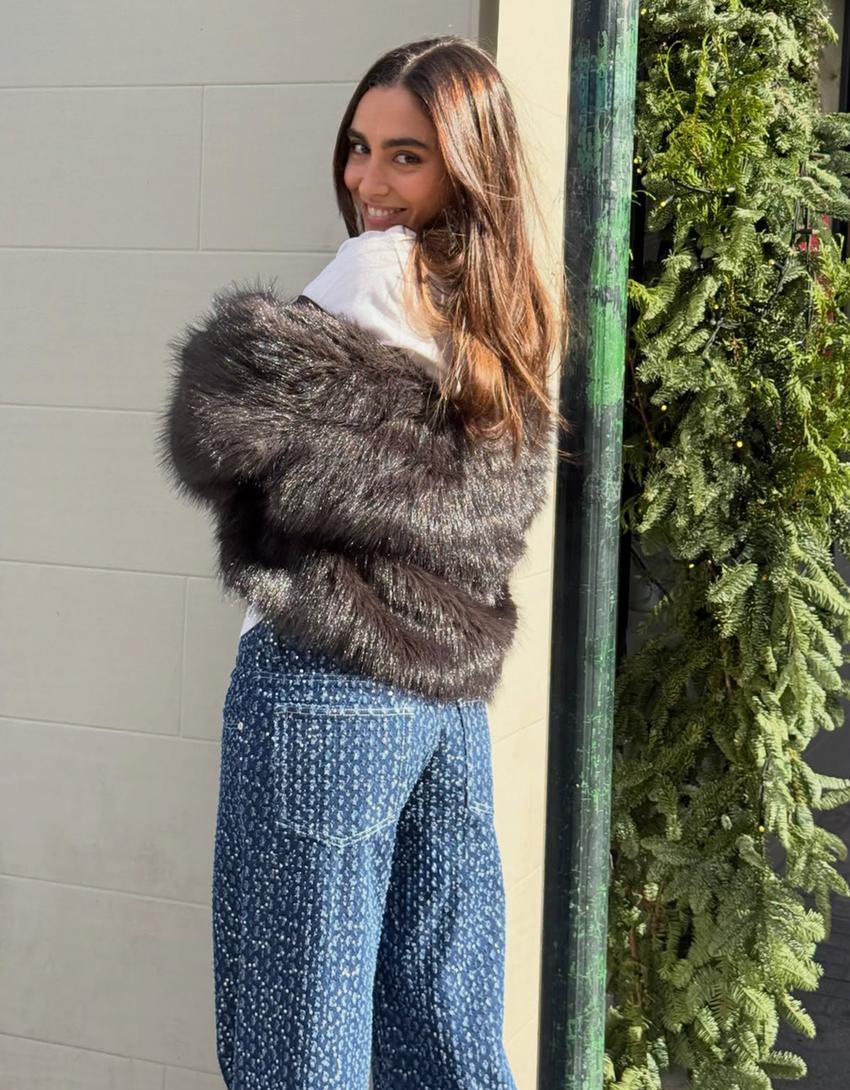 Faux fur jacket-Brown