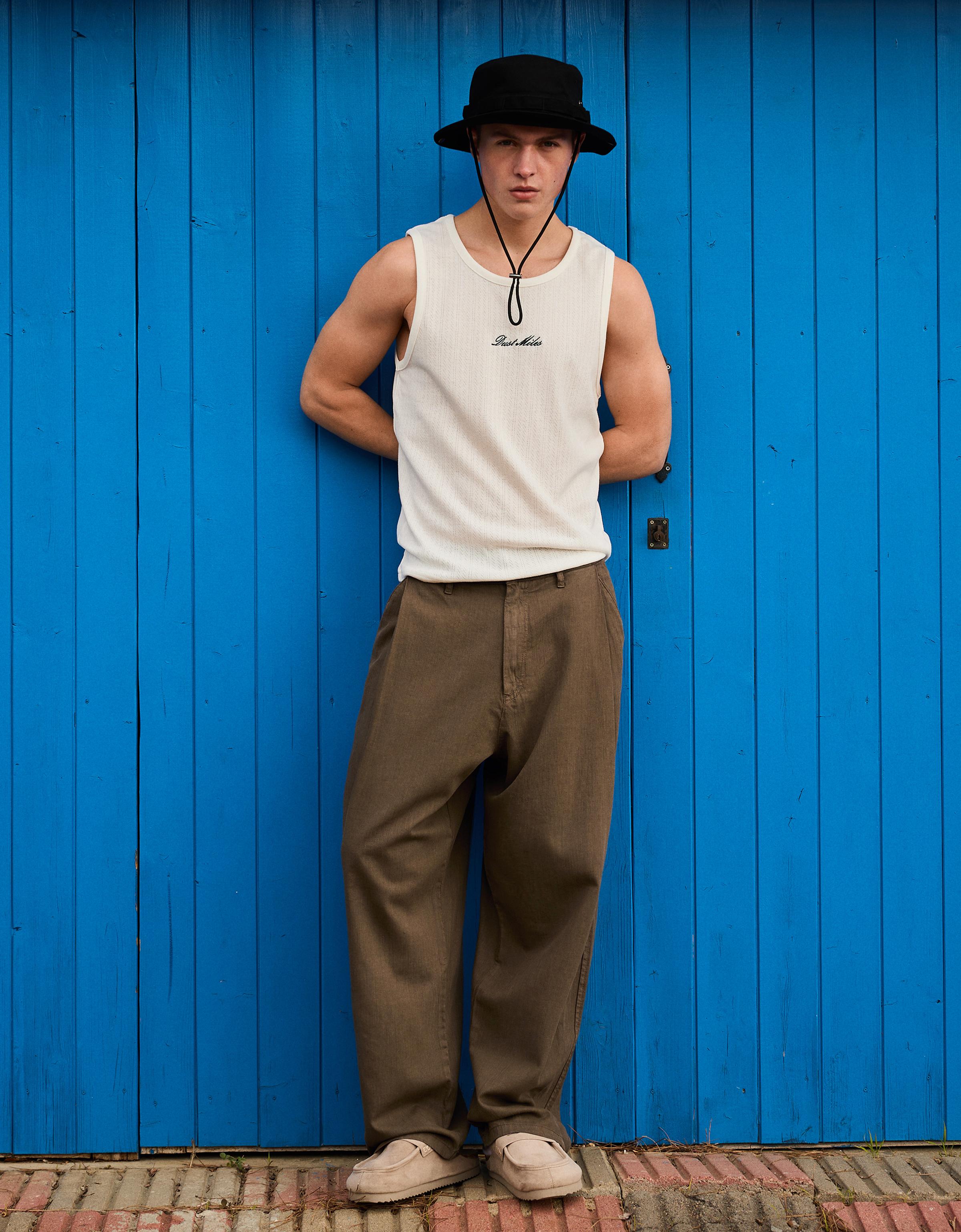 Ketenli super baggy fit pantolon - Görsel 2