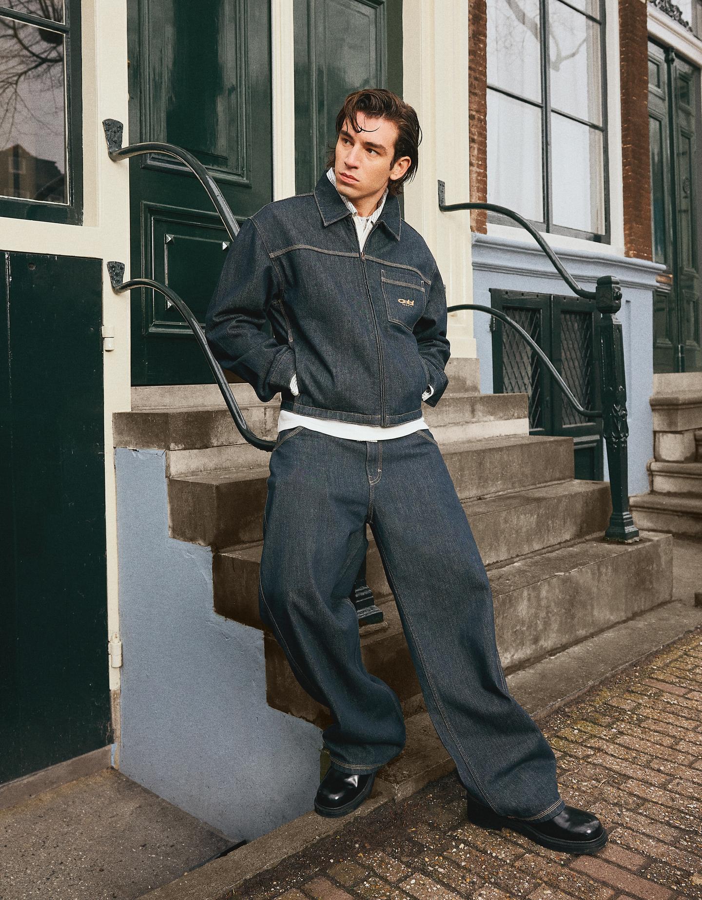 Bershka jeansy skater granatowy
