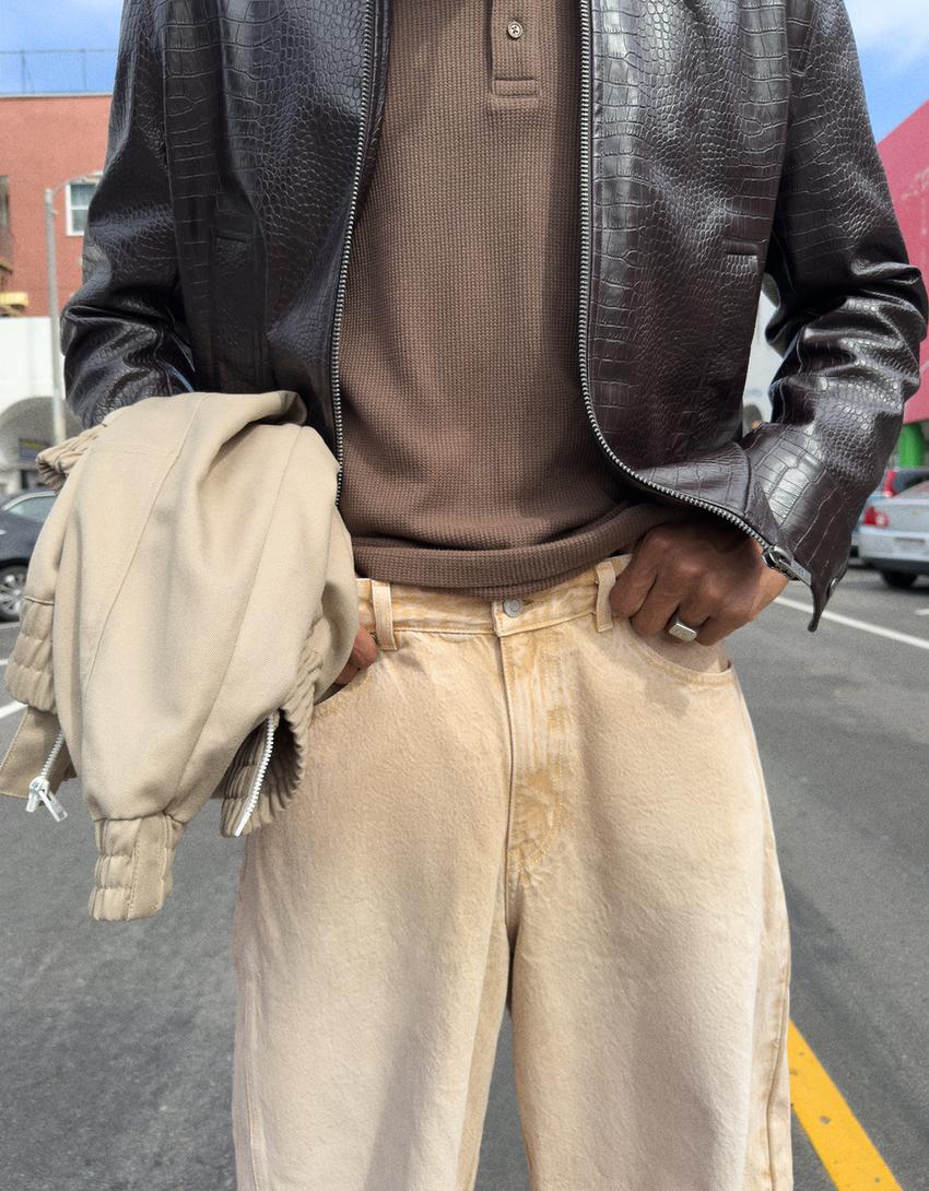 Barrel-leg jeans-Camel
