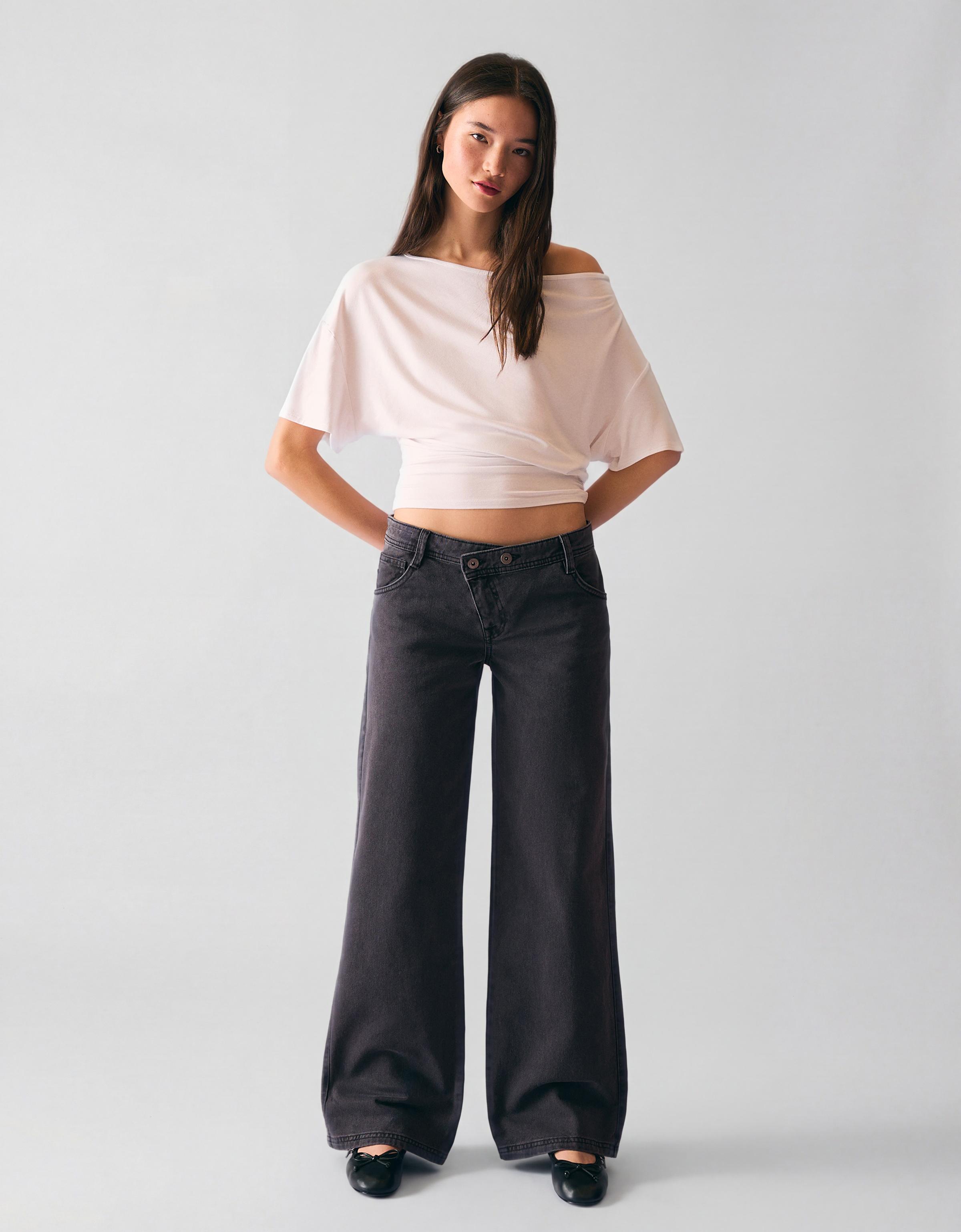 Embroidered twill trousers