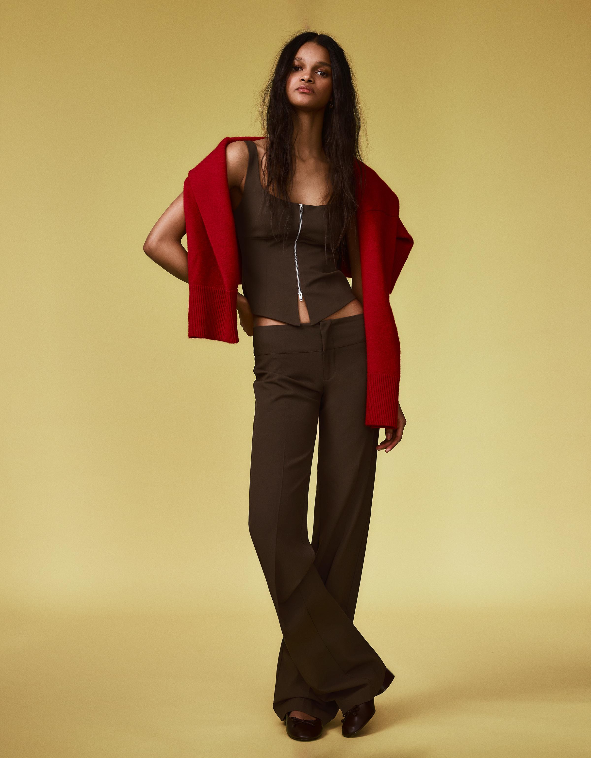 Pantalon À Ceinture Taille Basse 38 Marron