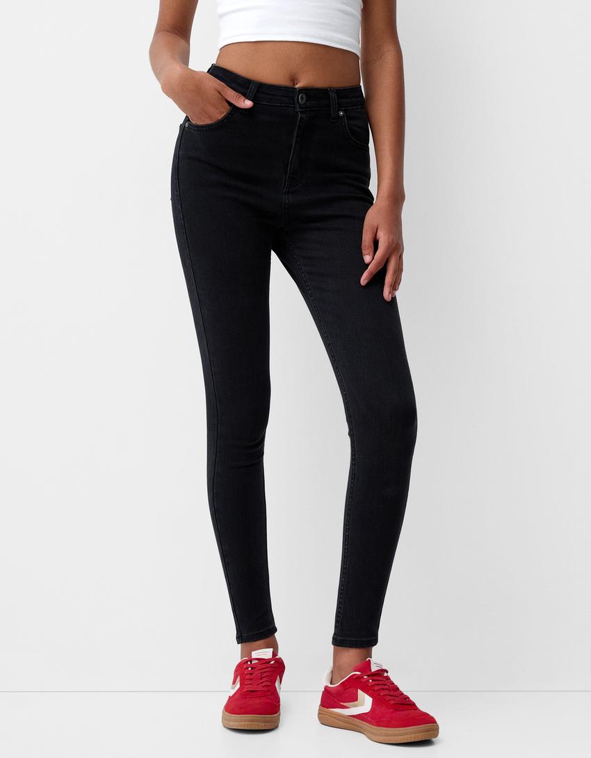 Jeans taille très haute skinny-Noir
