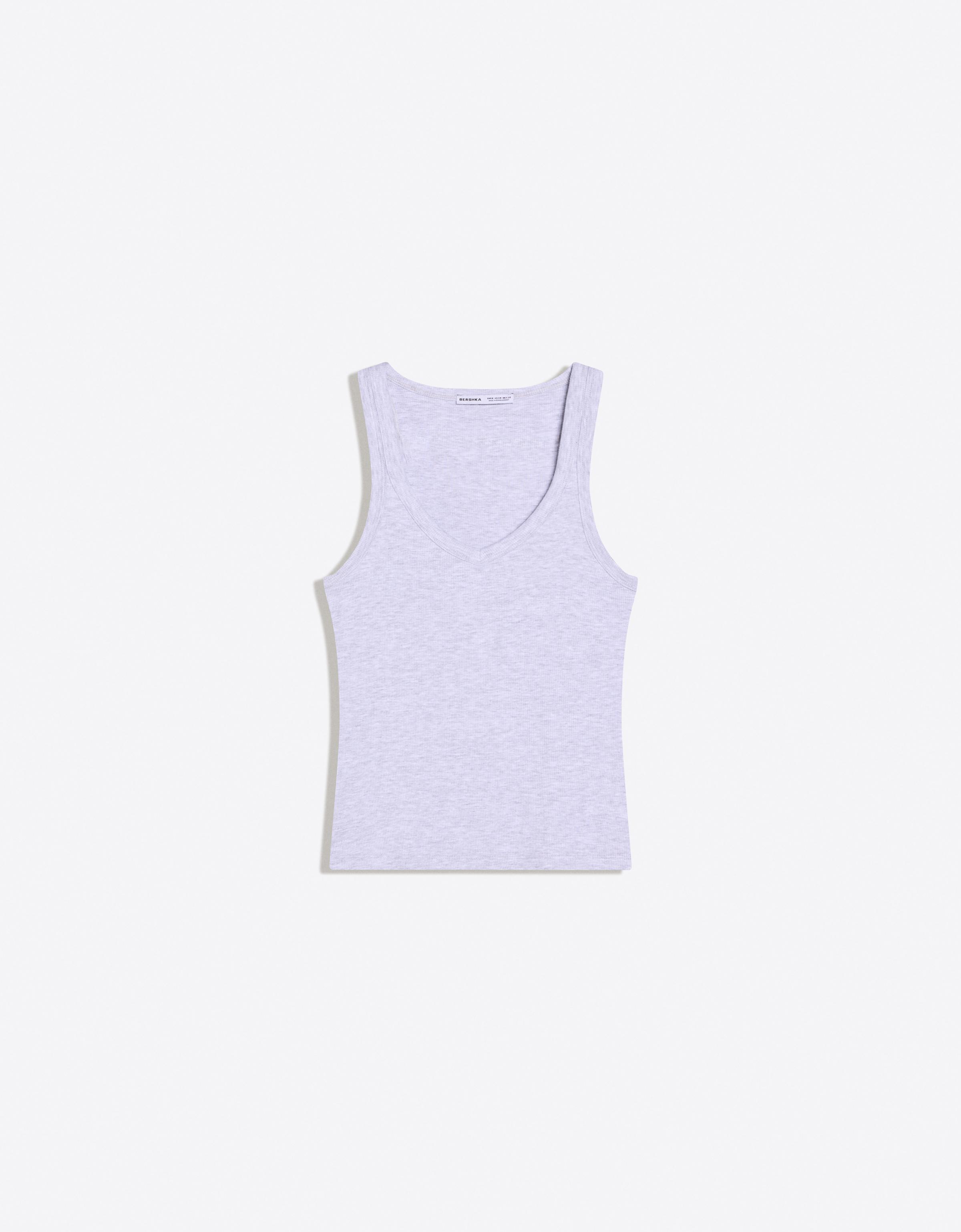 V-neck strappy vest top — Grey