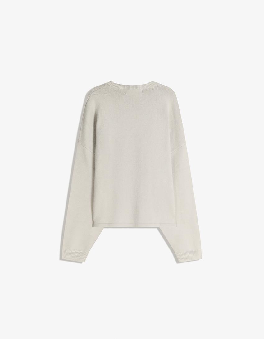 Pullover mit Print-Grbrochenes Weiss