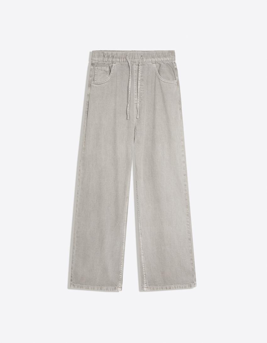 Jeans straight jogger fit-Grigio