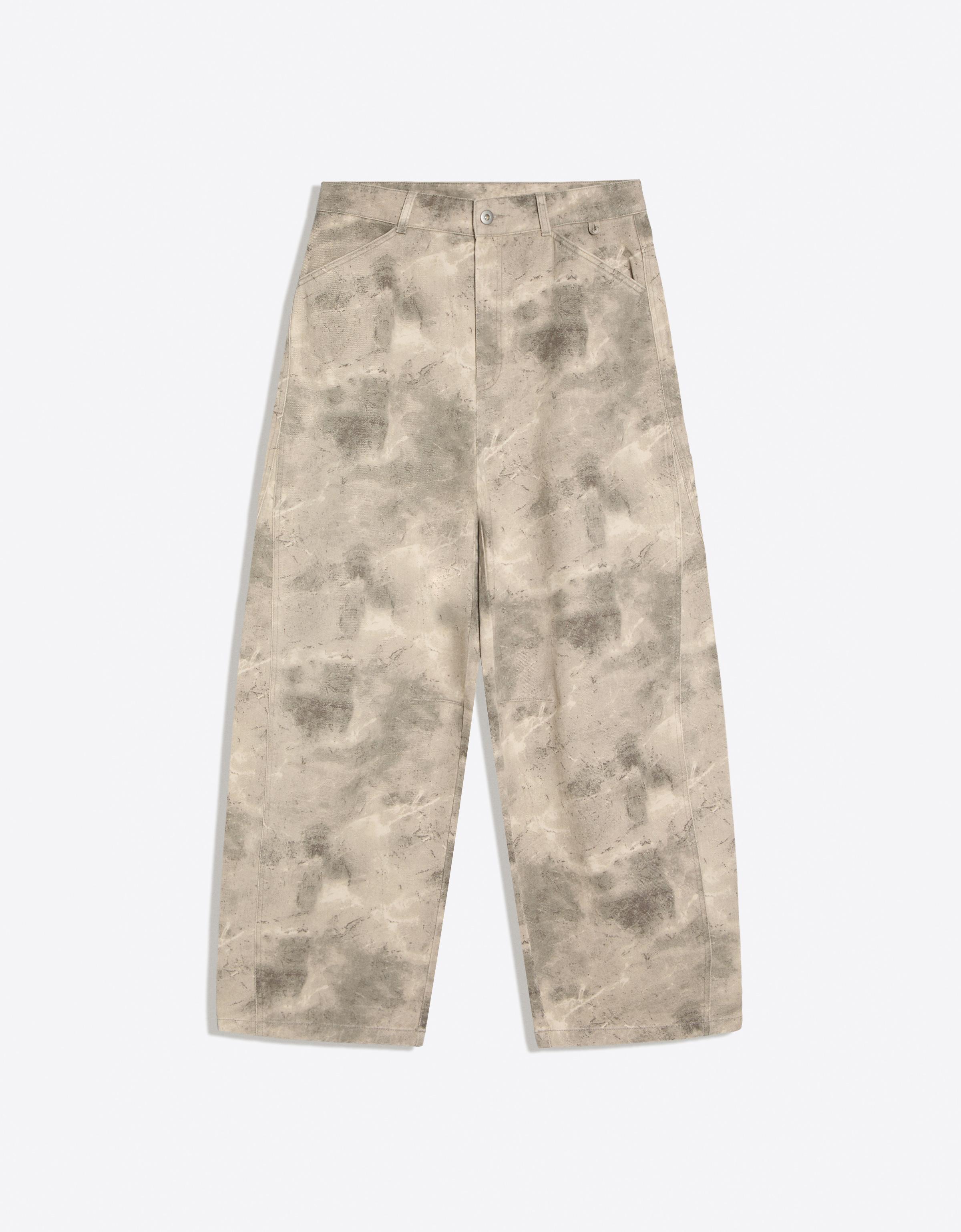 Printed barrel-leg trousers — Grey