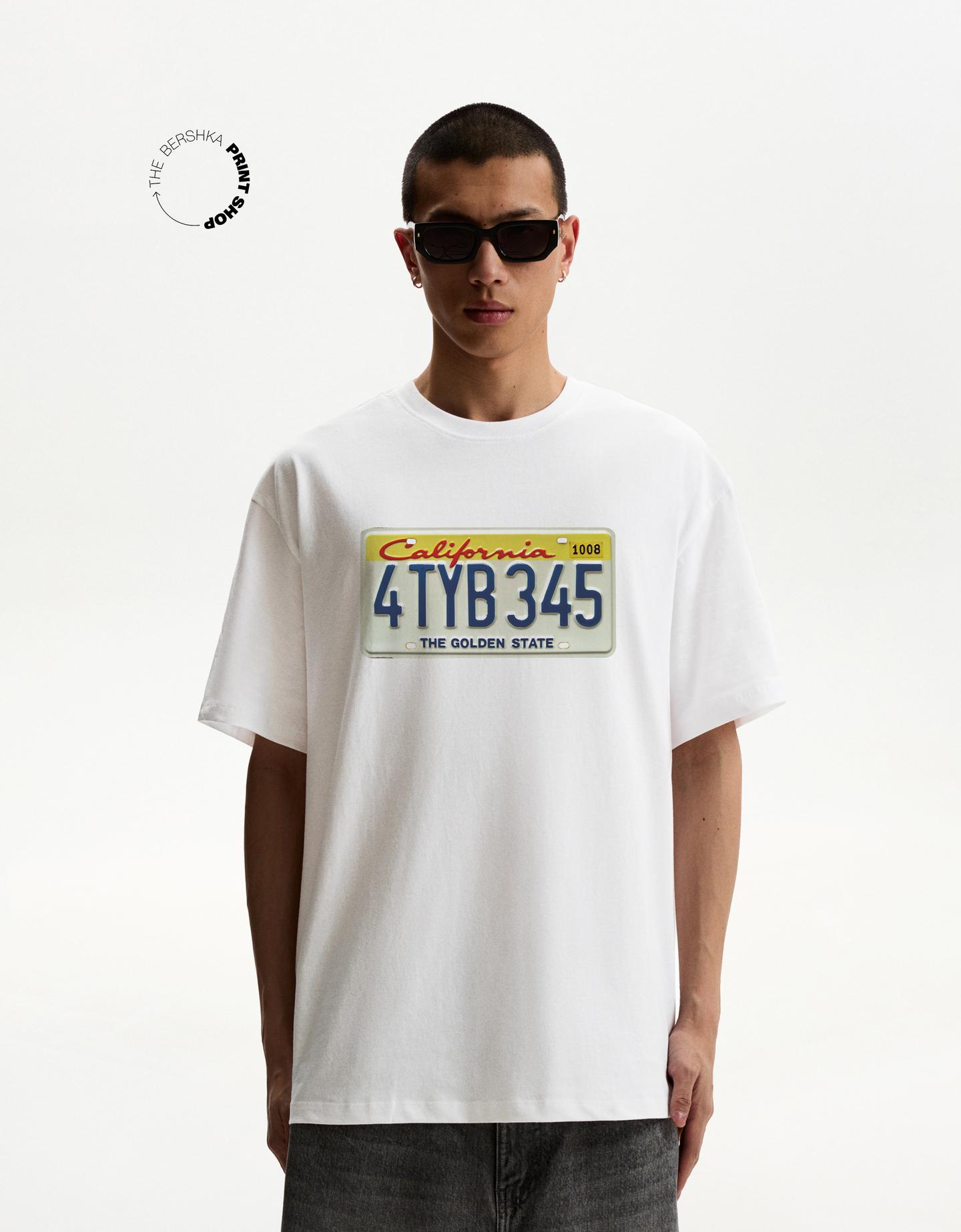 Bershka Camiseta Manga Corta Print Hombre M Blanco Recommend