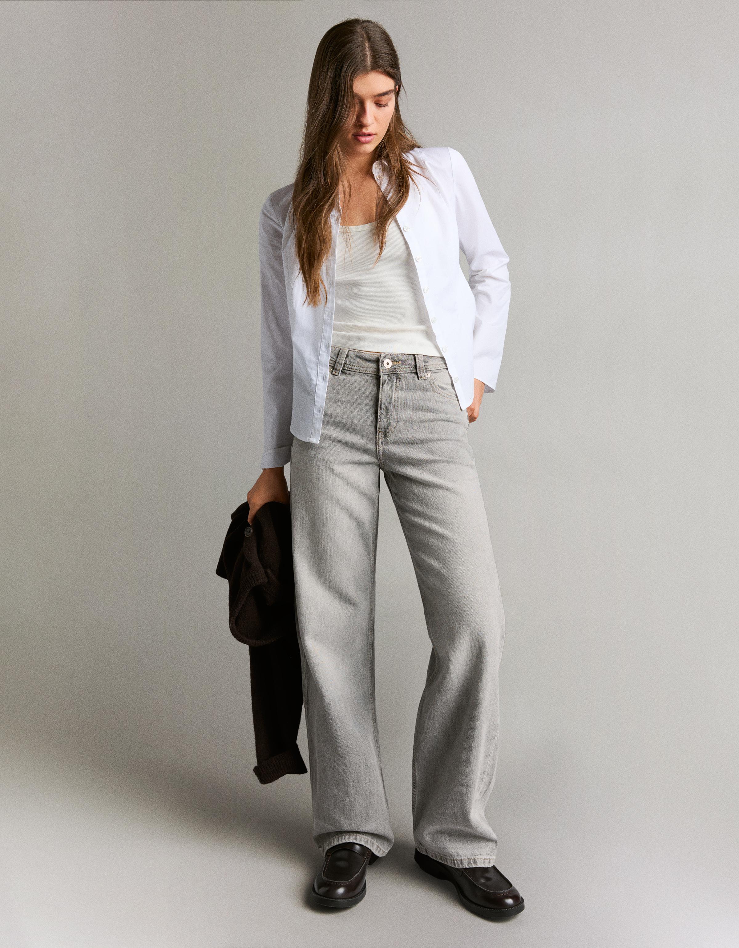 Bershka Baggy Jeans Damen 40 Grau