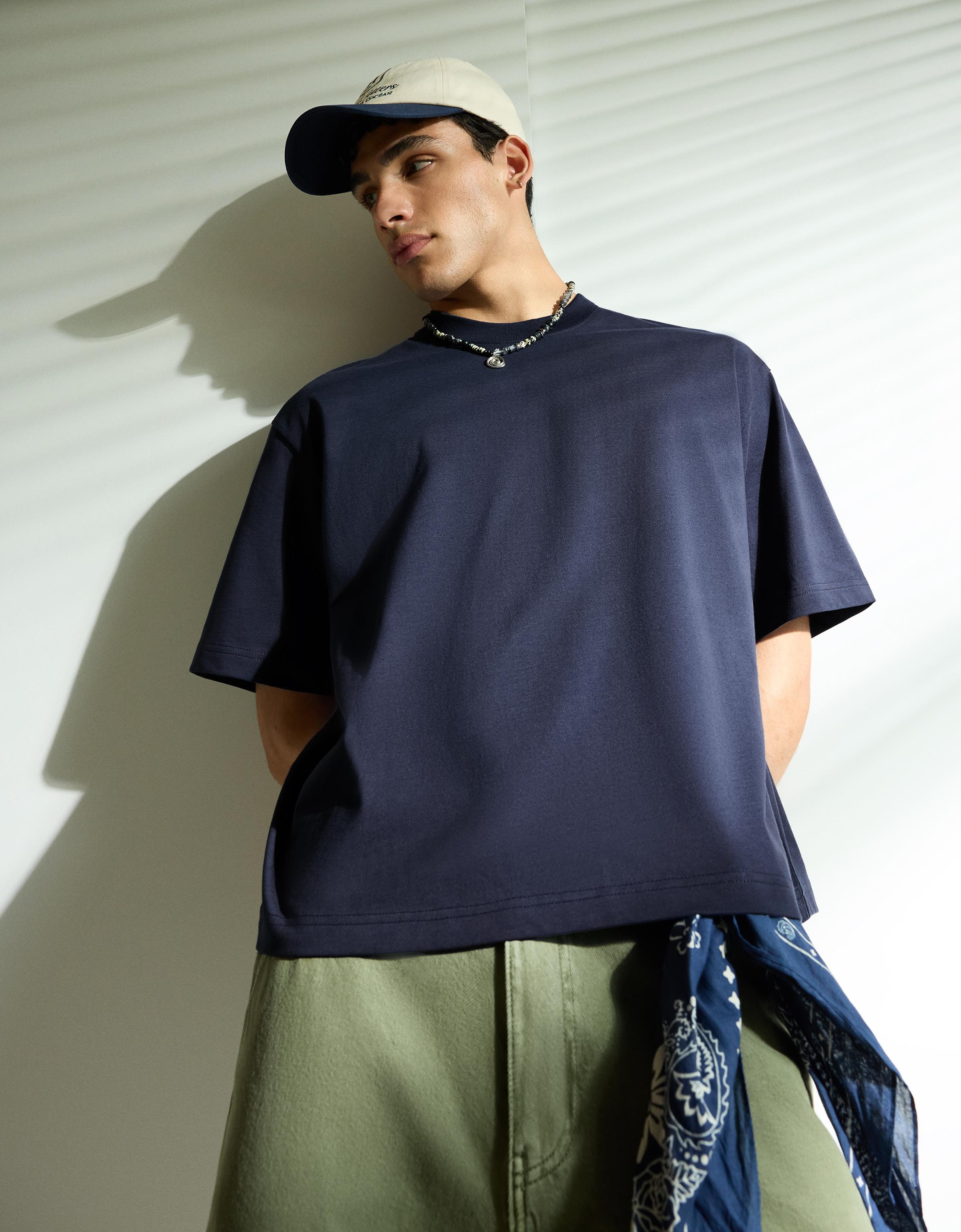 Heavy boxy T-shirt — Navy