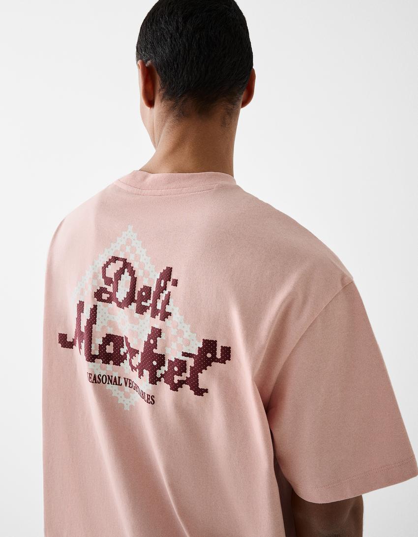 T-shirt manches courtes boxy fit imprimé-Violet-2